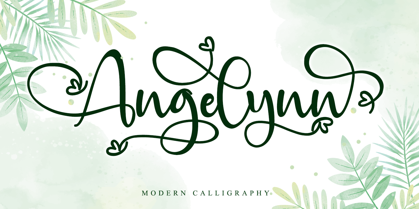 Ejemplo de fuente Angelynn Italic
